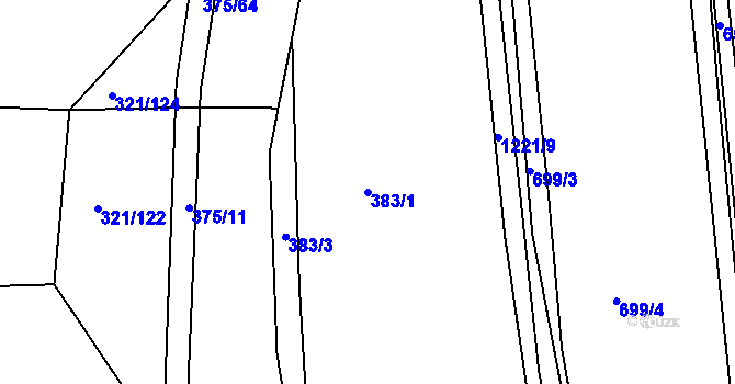 Parcela st. 383/1 v KÚ Bakov nad Jizerou, Katastrální mapa