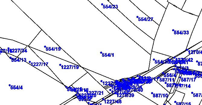 Parcela st. 554/1 v KÚ Bakov nad Jizerou, Katastrální mapa