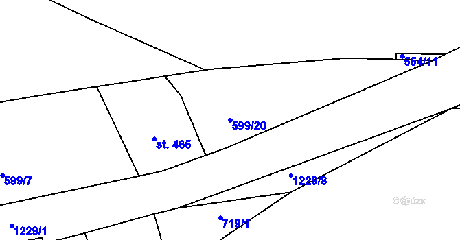 Parcela st. 599/20 v KÚ Bakov nad Jizerou, Katastrální mapa