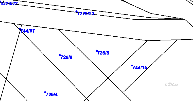 Parcela st. 726/5 v KÚ Bakov nad Jizerou, Katastrální mapa