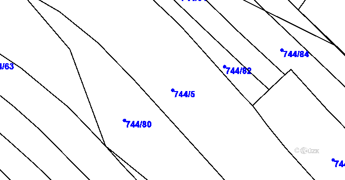 Parcela st. 744/5 v KÚ Bakov nad Jizerou, Katastrální mapa