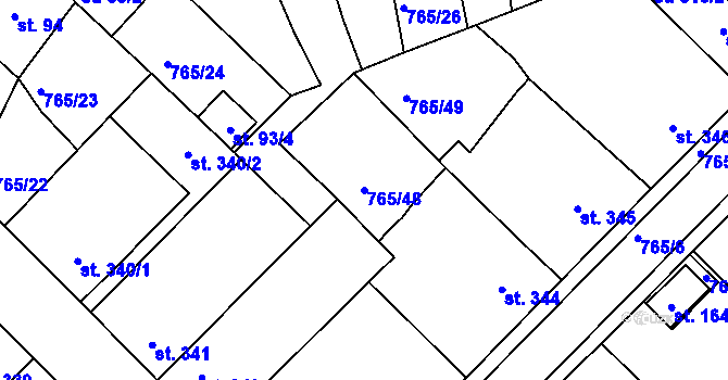 Parcela st. 765/48 v KÚ Bakov nad Jizerou, Katastrální mapa