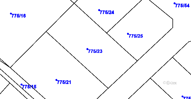 Parcela st. 775/23 v KÚ Bakov nad Jizerou, Katastrální mapa