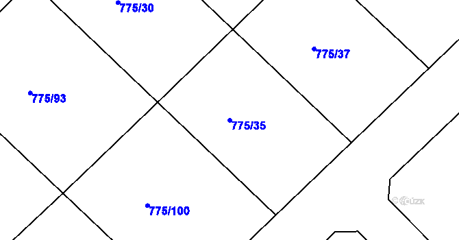 Parcela st. 775/35 v KÚ Bakov nad Jizerou, Katastrální mapa