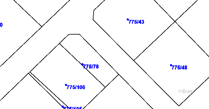 Parcela st. 775/55 v KÚ Bakov nad Jizerou, Katastrální mapa
