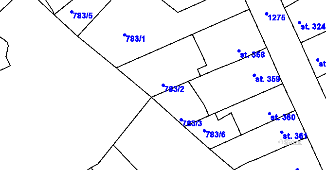 Parcela st. 783/2 v KÚ Bakov nad Jizerou, Katastrální mapa