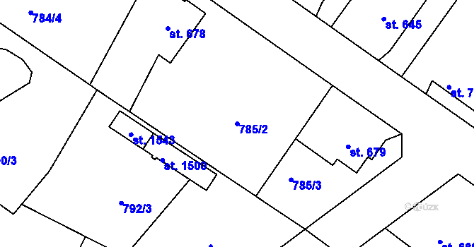 Parcela st. 785/2 v KÚ Bakov nad Jizerou, Katastrální mapa