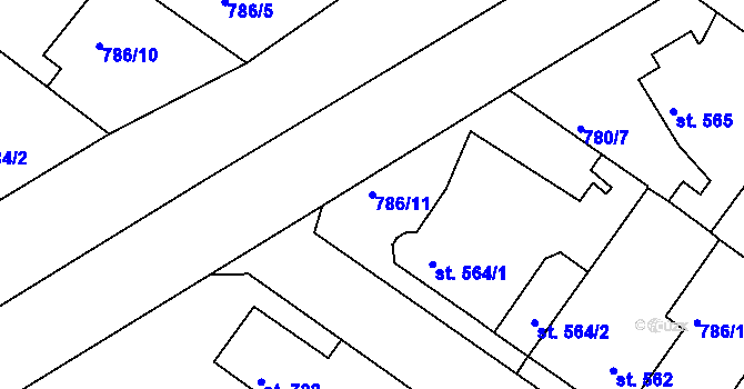 Parcela st. 786/11 v KÚ Bakov nad Jizerou, Katastrální mapa