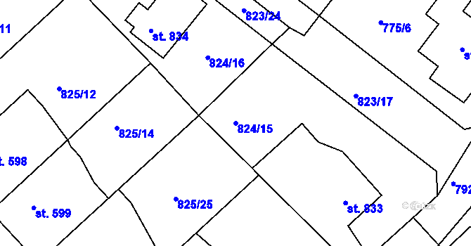 Parcela st. 824/15 v KÚ Bakov nad Jizerou, Katastrální mapa