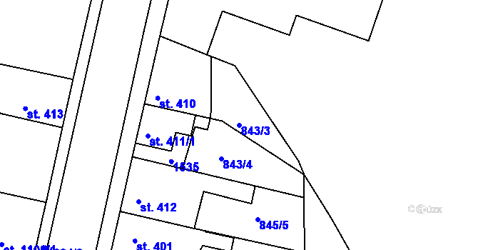 Parcela st. 843/3 v KÚ Bakov nad Jizerou, Katastrální mapa