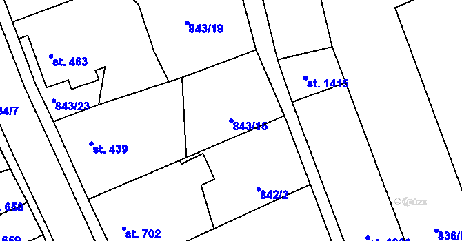 Parcela st. 843/15 v KÚ Bakov nad Jizerou, Katastrální mapa