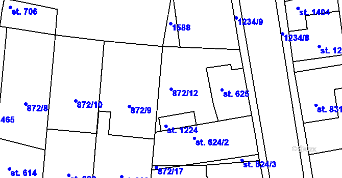 Parcela st. 872/12 v KÚ Bakov nad Jizerou, Katastrální mapa