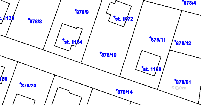 Parcela st. 878/10 v KÚ Bakov nad Jizerou, Katastrální mapa
