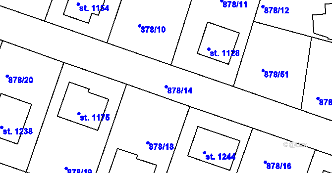 Parcela st. 878/14 v KÚ Bakov nad Jizerou, Katastrální mapa