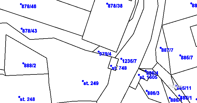 Parcela st. 979/4 v KÚ Bakov nad Jizerou, Katastrální mapa
