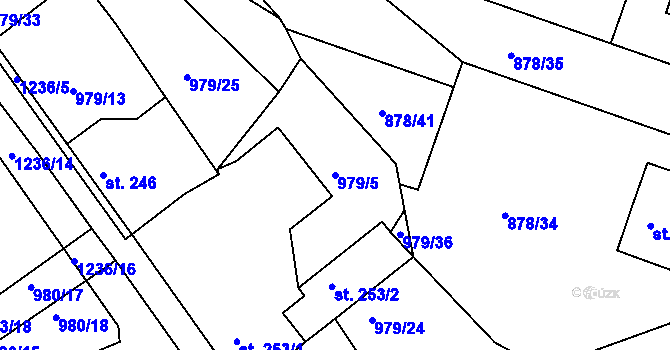 Parcela st. 979/5 v KÚ Bakov nad Jizerou, Katastrální mapa