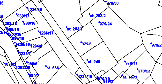 Parcela st. 979/6 v KÚ Bakov nad Jizerou, Katastrální mapa