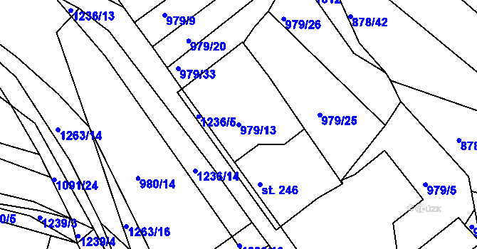 Parcela st. 979/13 v KÚ Bakov nad Jizerou, Katastrální mapa