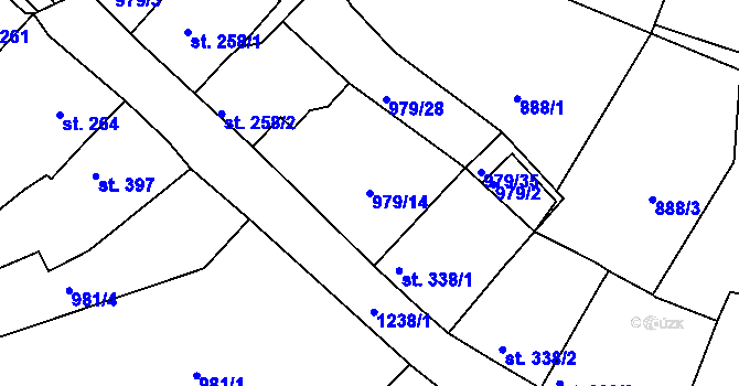 Parcela st. 979/14 v KÚ Bakov nad Jizerou, Katastrální mapa