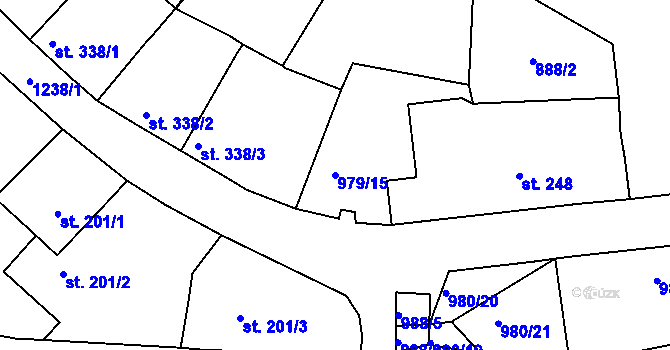 Parcela st. 979/15 v KÚ Bakov nad Jizerou, Katastrální mapa