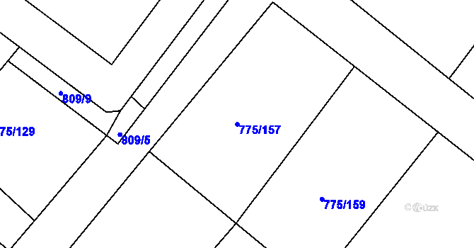 Parcela st. 775/157 v KÚ Bakov nad Jizerou, Katastrální mapa