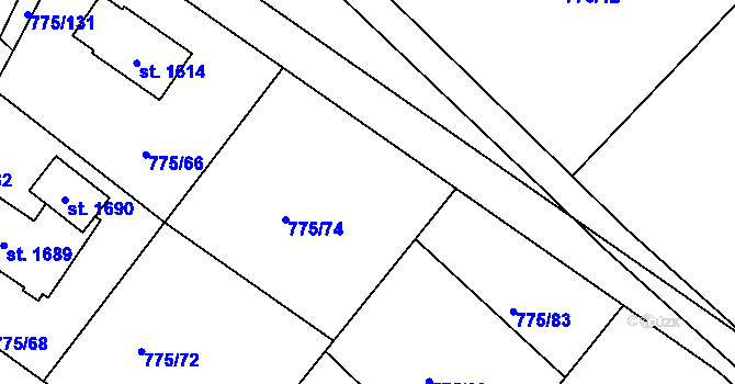 Parcela st. 775/75 v KÚ Bakov nad Jizerou, Katastrální mapa
