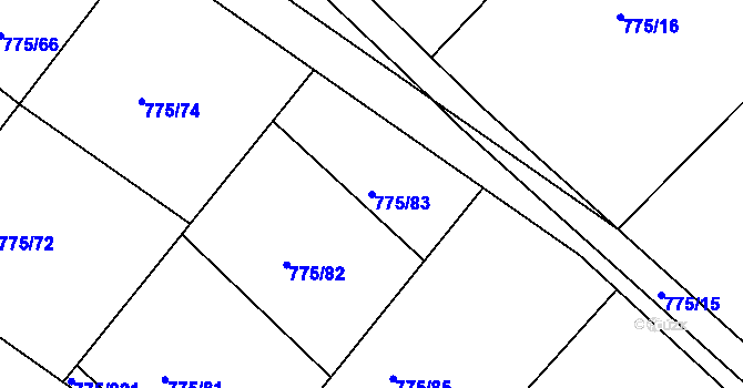 Parcela st. 775/83 v KÚ Bakov nad Jizerou, Katastrální mapa