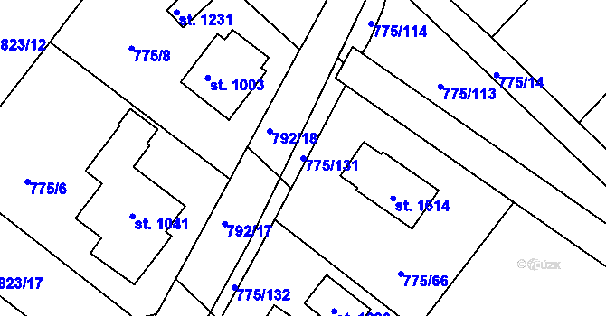 Parcela st. 775/131 v KÚ Bakov nad Jizerou, Katastrální mapa