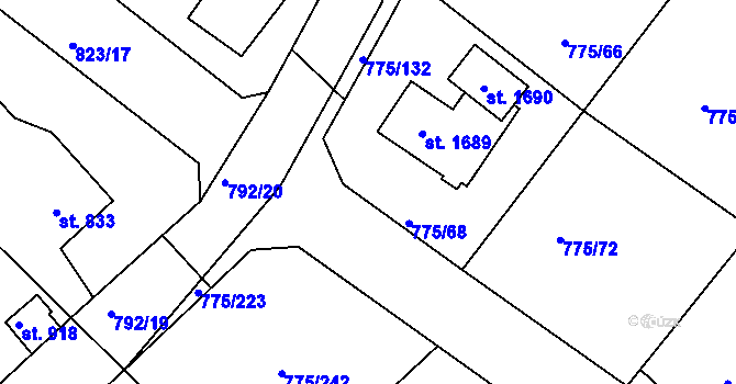 Parcela st. 775/219 v KÚ Bakov nad Jizerou, Katastrální mapa