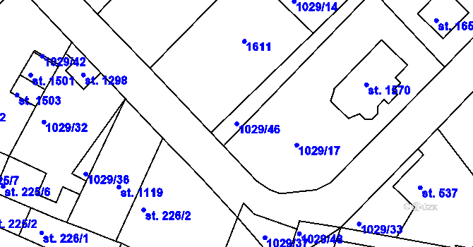 Parcela st. 1029/46 v KÚ Bakov nad Jizerou, Katastrální mapa