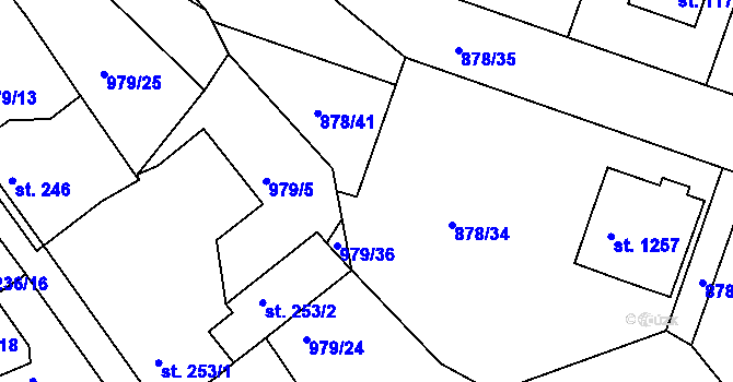 Parcela st. 878/50 v KÚ Bakov nad Jizerou, Katastrální mapa