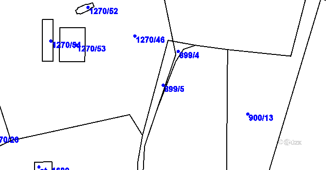 Parcela st. 899/5 v KÚ Bakov nad Jizerou, Katastrální mapa