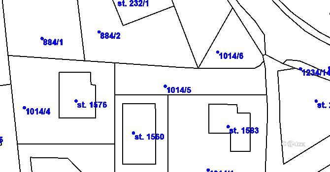 Parcela st. 1014/5 v KÚ Bakov nad Jizerou, Katastrální mapa