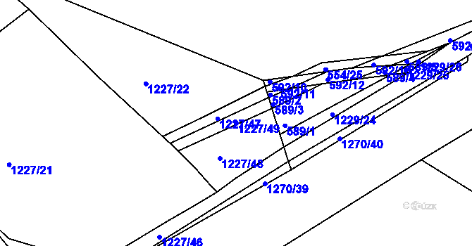 Parcela st. 1227/49 v KÚ Bakov nad Jizerou, Katastrální mapa