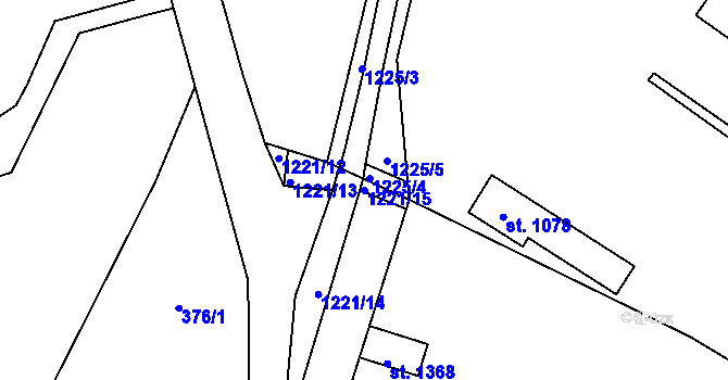 Parcela st. 1221/15 v KÚ Bakov nad Jizerou, Katastrální mapa