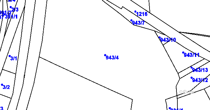 Parcela st. 943/4 v KÚ Bakov nad Jizerou, Katastrální mapa