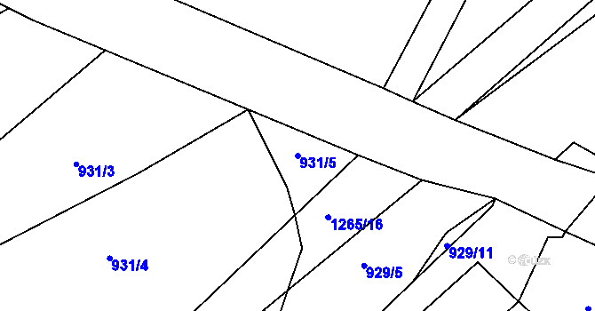 Parcela st. 931/5 v KÚ Bakov nad Jizerou, Katastrální mapa