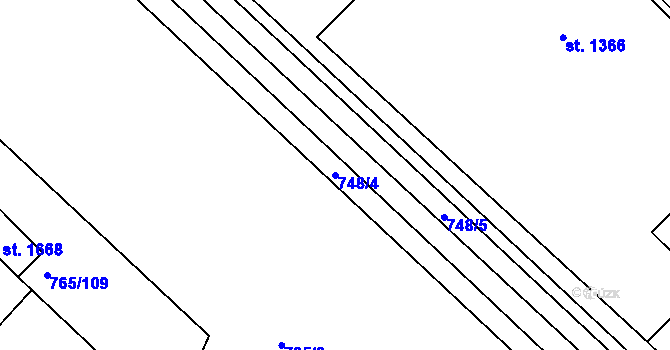 Parcela st. 748/4 v KÚ Bakov nad Jizerou, Katastrální mapa