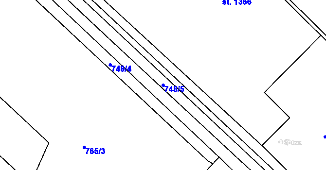 Parcela st. 748/5 v KÚ Bakov nad Jizerou, Katastrální mapa