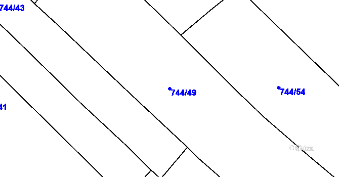 Parcela st. 744/49 v KÚ Bakov nad Jizerou, Katastrální mapa