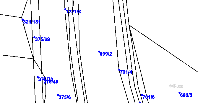 Parcela st. 699/2 v KÚ Bakov nad Jizerou, Katastrální mapa