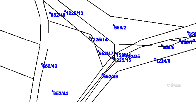 Parcela st. 652/47 v KÚ Bakov nad Jizerou, Katastrální mapa
