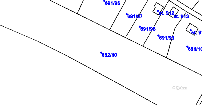 Parcela st. 652/10 v KÚ Bakov nad Jizerou, Katastrální mapa