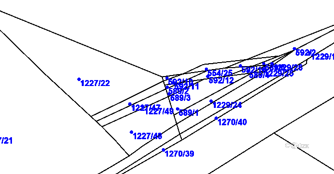 Parcela st. 589/2 v KÚ Bakov nad Jizerou, Katastrální mapa