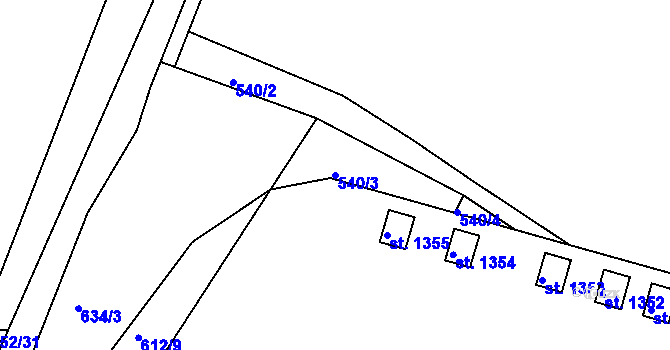 Parcela st. 540/3 v KÚ Bakov nad Jizerou, Katastrální mapa