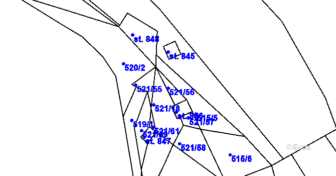 Parcela st. 521/56 v KÚ Bakov nad Jizerou, Katastrální mapa