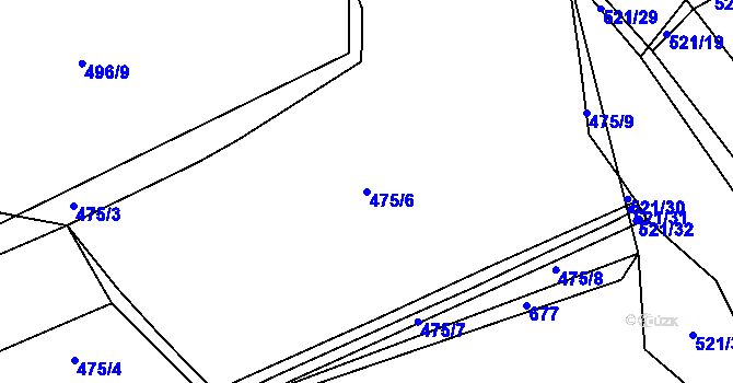 Parcela st. 475/6 v KÚ Bakov nad Jizerou, Katastrální mapa