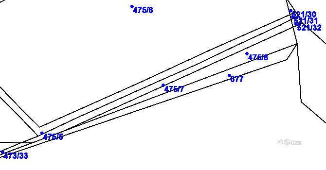 Parcela st. 475/7 v KÚ Bakov nad Jizerou, Katastrální mapa