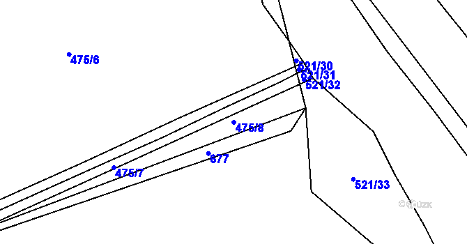 Parcela st. 475/8 v KÚ Bakov nad Jizerou, Katastrální mapa