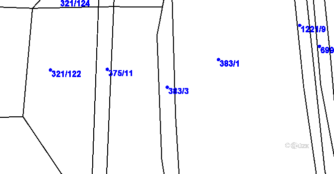 Parcela st. 383/3 v KÚ Bakov nad Jizerou, Katastrální mapa